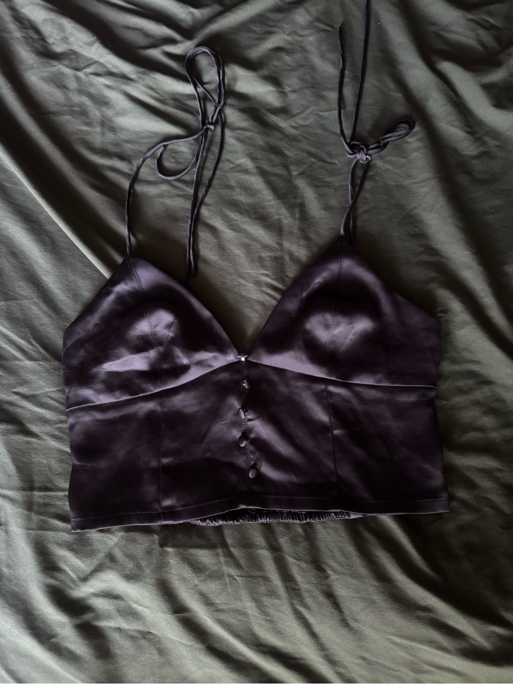 Satin Brami Crop Top in black